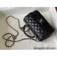 Hot Style Chanel Lambskin Mini Flap Bag with Chain Top Handle and Charm AS2431 Black 2024