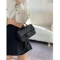 Sophisticated Chanel Lambskin Mini Flap Bag with Chain Top Handle AS2431 Black/Gunmetal 2024