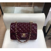 New Style Chanel Patent Calfskin Classic Mini Flap bag A01116 Dark Burgundy 2024