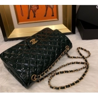 Low Cost Chanel Patent Calfskin Classic Medium Flap Bag A01112 Dark Green 2024