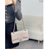 Specials Best Chanel Grained Calfskin Classic Medium Flap Bag A01112 Pearly Pink/Silver 2024