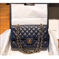 Classic Chanel Caviar Grained Calfskin Classic Medium Flap Bag A01112 Dark Blue 2024 TOP