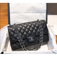 New Release Creation Chanel Caviar Grained Calfskin Classic Medium Flap Bag A01112 Black/Silver 2024 TOP