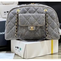 Market Sells Chanel Bowling Bag in Grey Washed Denim AS4812 2024 Top Quality