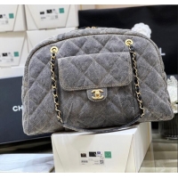 Market Sells Chanel Bowling Bag in Grey Washed Denim AS4812 2024 Top Quality