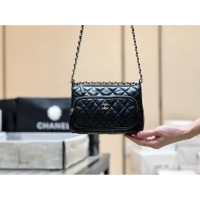 Fashion Chanel Shiny Crumpled Lambskin Clutch with Chain AP4349 Black 2024 Top Quality