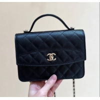 Discount Chanel Grained Calfskin Backpack AP4406 Black 2025 Top Quality