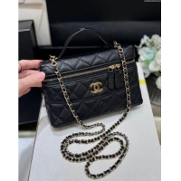 High Quality Chanel Grained Calfskin Long Vanity Case bag with Chain AP4407 Black CRUISE 2025