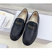 Shop Cheap Dior Boy Flat Loafers in Calfskin and Wool Black 1122034