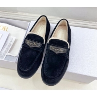 Grade Quality Dior Boy Flat Loafers in Suede and Wool Black 1122036