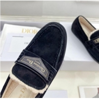 Grade Quality Dior Boy Flat Loafers in Suede and Wool Black 1122036