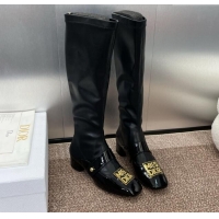 Best Price Dior Miss Dior Belle-D High Boots 3.5cm Patent and Stretch Calfskin Black 1122044