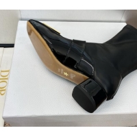 Sumptuous Dior Miss Dior Belle-D Ankle Boots 3.5cm Patent and Stretch Calfskin Black 1122046