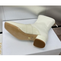 Hot Style Dior Miss Dior Belle-D Ankle Boots 3.5cm Patent and Stretch Calfskin White 1122047