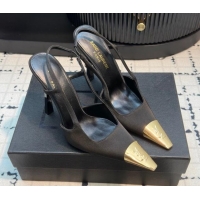 Shop Cheap Saint Laurent Jeanne Slingback Pumps in Silk Black 110604