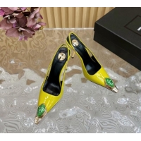 Good Looking Saint Laurent Slingback Pumps in Patent Leather Yellow 110611