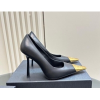 Pretty Style Saint Laurent Jeanne Pumps 10cm in Black Calfskin Leather 122118