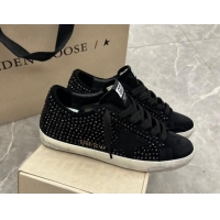 Durable Golden Goose Super-Star Sneakers in black suede with Strass and black suede star 1113001