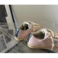 Luxury Golden Goose V-Star Sneakers in pink suede with cream white leather star 1113007