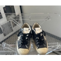 Top Design Golden Goose Women's V-Star LTD Sneakers in black canvas and shearling with grey star and heel 113008