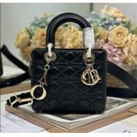 Trendy Design Dior Small Lady Dior Bag in Cannage Lambskin with Letters Chain CD2028 Black 2024