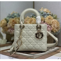 Well Crafted Dior Small Lady Dior Bag in Cannage Lambskin with Letters Chain CD2028 White 2024