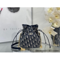 Best Price Dior 30 Montaigne Mini Bucket Bag with Drawstring Dior Oblique Jacquard 2032 Blue 2024