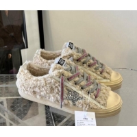 Discount Golden Goose V-Star Sneakers in shearling allover with silver glitter star 1113009