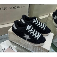 Best Product Golden Goose Super-Star Sneakers in Black Shearling with Glitter Silver Star 1113017