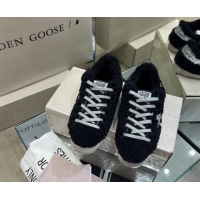 Best Product Golden Goose Super-Star Sneakers in Black Shearling with Glitter Silver Star 1113017