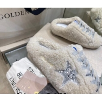 Low Cost Golden Goose Super-Star Sneakers sabots in White Shearling with Glitter Silver Star 1113018