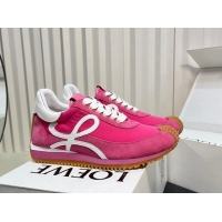 Luxurious Loewe Flow Runner Sneakers in Fabric and Suede Dark Pink 1113060