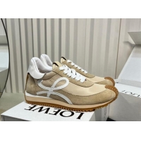 Sophisticated Loewe Flow Runner Sneakers in Nylon and Suede Bege 1113061