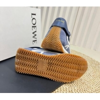 Perfect Loewe Flow Runner Sneakers in Towel Fabric and Suede Blue 1113063