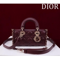 Classic Best Dior Small Lady D-Joy Bag in Cannage Lambskin M0541 Dark Burgundy 2024