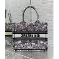 Pretty Style Dior Small Dior Book Tote bag in Latte White Embroidery with Multicolor Dior Around the World Motif D2048 2