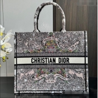 Promotional Dior Large Dior Book Tote bag in Latte White Embroidery with Multicolor Dior Around the World Motif D2049 20