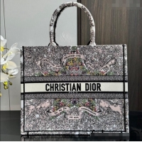 Promotional Dior Large Dior Book Tote bag in Latte White Embroidery with Multicolor Dior Around the World Motif D2049 20