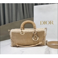 Good Product Dior Lady D-Joy Small Bag in Beige Suede and White Shearling D2062 2024