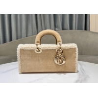 Good Product Dior Lady D-Joy Small Bag in Beige Suede and White Shearling D2062 2024