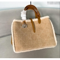 Well Crafted Dior Large Toujours Tote Bag in Beige Suede and White Shearling D2068 2024