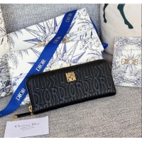 Reasonable Price Dior Miss Dior Freesia Zip Long Wallet in Lambskin with Quilted Miss Dior Allover Motif 2069 Black 2024