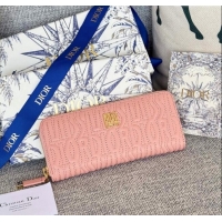 Shop Discount Dior Miss Dior Freesia Zip Long Wallet in Lambskin with Quilted Miss Dior Allover Motif 2069 Light Pink 20