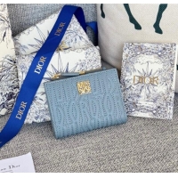 Low Price Dior Miss Dior Dahlia Wallet in Lambskin with Quilted Miss Dior Allover Motif D2070 Blue 2024