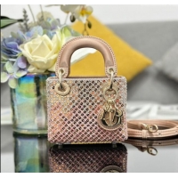 Well Crafted Dior Micro Lady Dior Bag in Satin with Gradient Pink Beads and Sequins D2080 2024