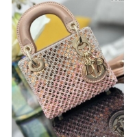 Well Crafted Dior Micro Lady Dior Bag in Satin with Gradient Pink Beads and Sequins D2080 2024