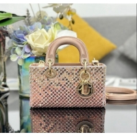 Top Quality Dior Micro Lady D-Joy Bag in Satin with Gradient Pink Beads and Sequins D2081 2024