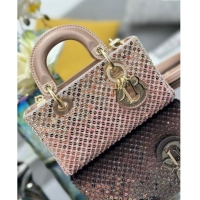 Top Quality Dior Micro Lady D-Joy Bag in Satin with Gradient Pink Beads and Sequins D2081 2024