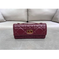 Cheap Price Dior Miss Caro Top Handle Pouch in Macrocannage Lambskin D2082 Burgundy 2024