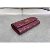 Cheap Price Dior Miss Caro Top Handle Pouch in Macrocannage Lambskin D2082 Burgundy 2024